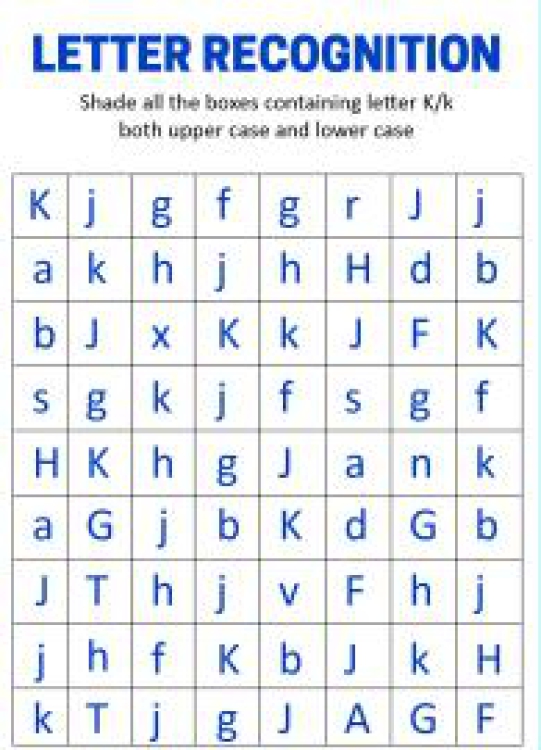 English Worksheet: Identify Uppercase and Lowercase Letter K - Letter Recognition Worksheet