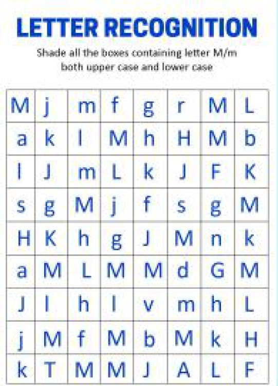 English Worksheet: Identify Uppercase and Lowercase Letter M - Letter Recognition Worksheet