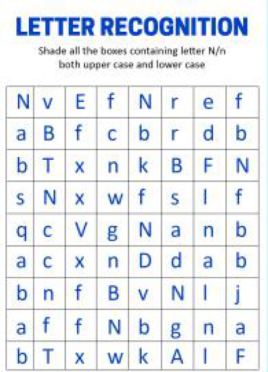 English Worksheet: Identify Uppercase and Lowercase Letter N - Letter Recognition Worksheet