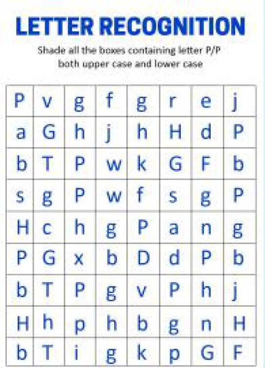 English Worksheet: Identify Uppercase and Lowercase Letter P - Letter Recognition Worksheet