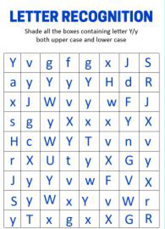 English Worksheet: Identify Uppercase and Lowercase Letter Y - Letter Recognition Worksheet