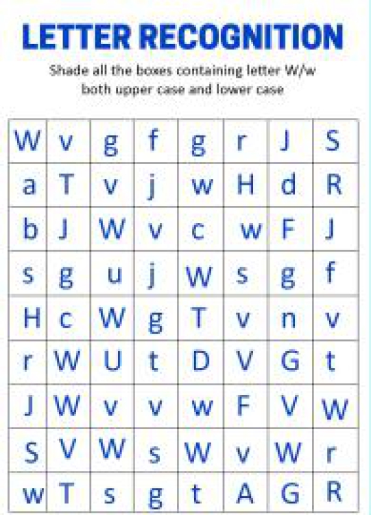 English Worksheet: Identify Uppercase and Lowercase Letter W - Letter Recognition Worksheet
