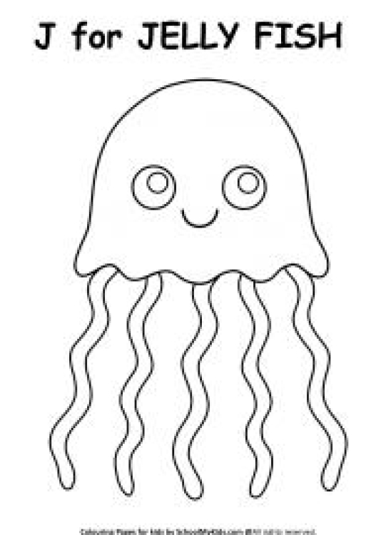 Art And Craft Worksheet: J for Jellyfish Coloring Page Worksheet