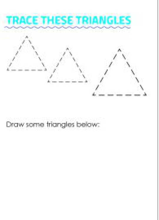 Art And Craft Worksheet: Learning Shapes - Trace and Draw a Triangle Worksheet