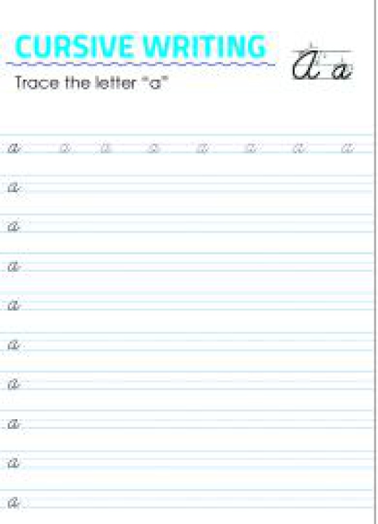 English Worksheet: Letter a - Lowercase Cursive Writing Worksheet