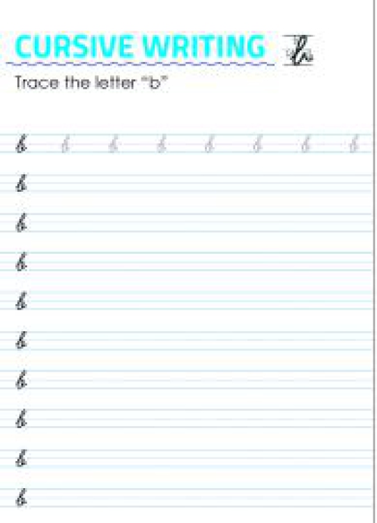 English Worksheet: Letter b - Lowercase Cursive Writing Worksheet