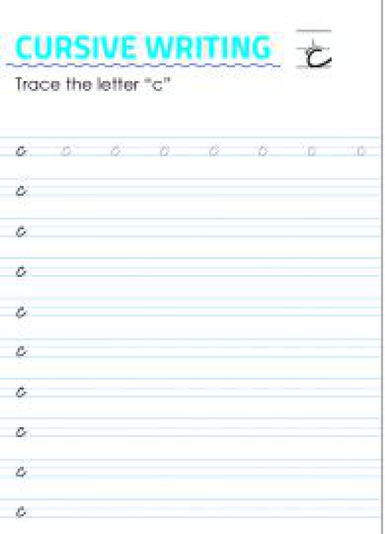 English Worksheet: Letter c - Lowercase Cursive Writing Worksheet