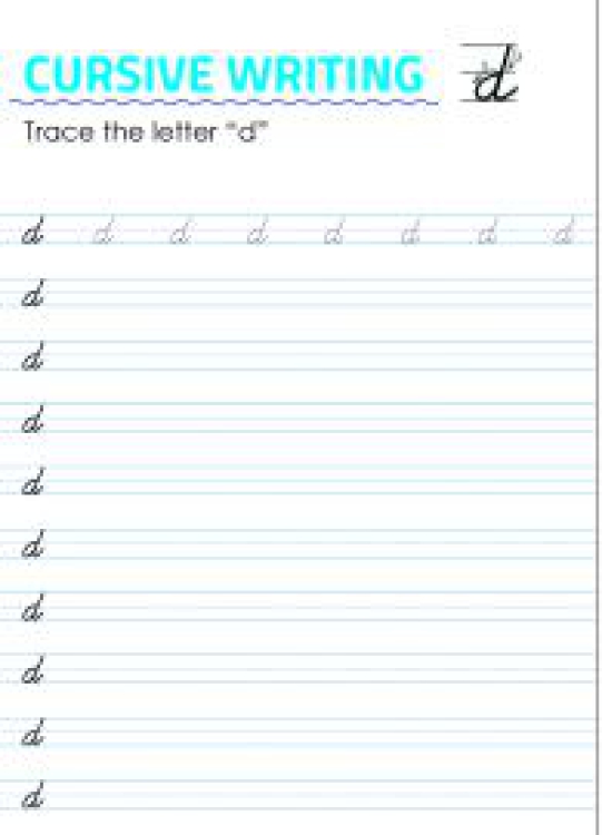 English Worksheet: Letter d - Lowercase Cursive Writing Worksheet