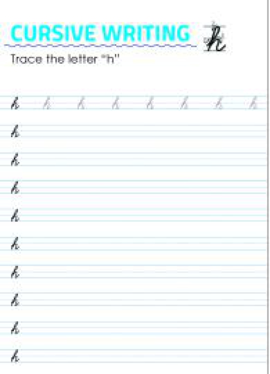 English Worksheet: Letter h - Lowercase Cursive Writing Worksheet