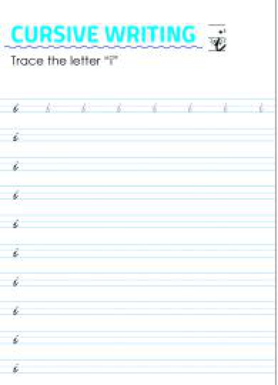 English Worksheet: Letter i - Lowercase Cursive Writing Worksheet