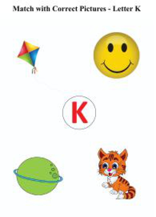 English Worksheet: Letter K sound word pictures - Matching Letters to Pictures Worksheet
