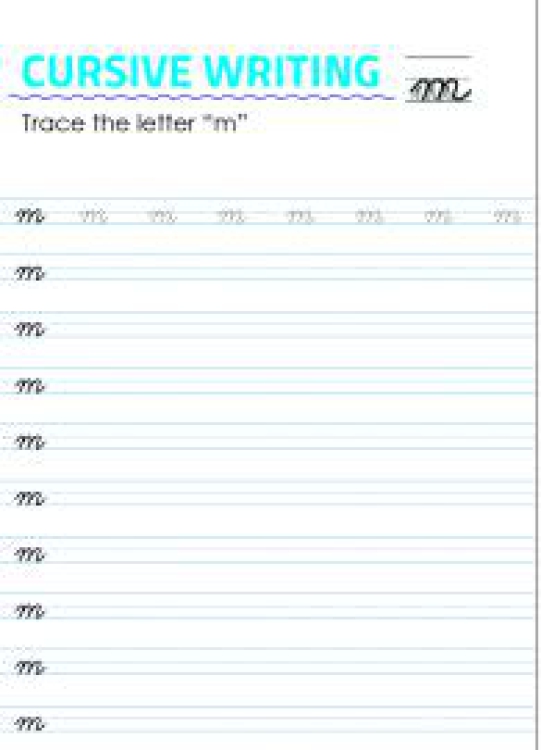 English Worksheet: Letter m - Lowercase Cursive Writing Worksheet
