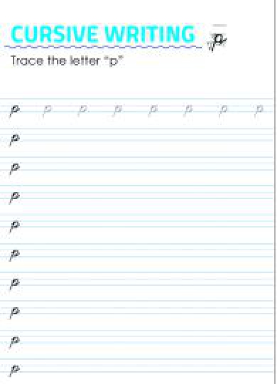 English Worksheet: Letter p - Lowercase Cursive Writing Worksheet