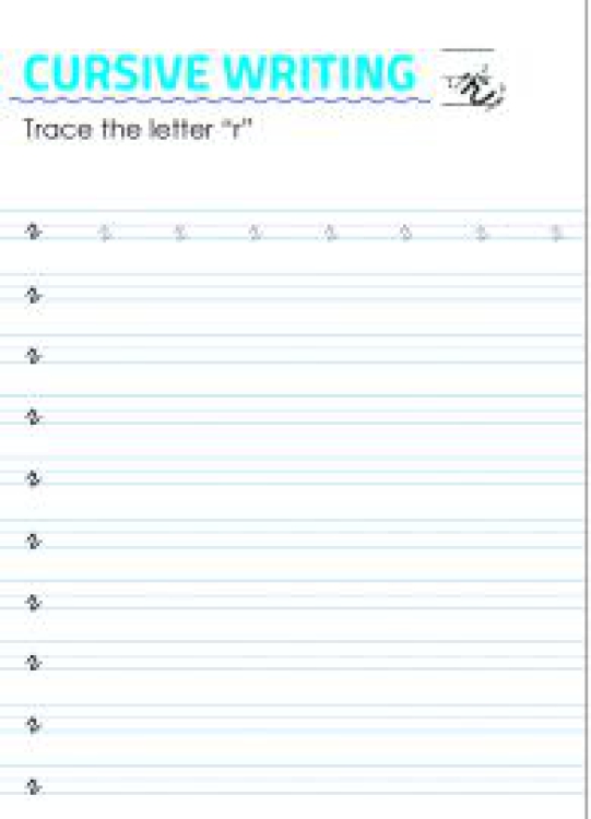 English Worksheet: Letter r - Lowercase Cursive Writing Worksheet