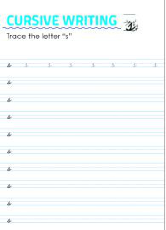English Worksheet: Letter s - Lowercase Cursive Writing Worksheet