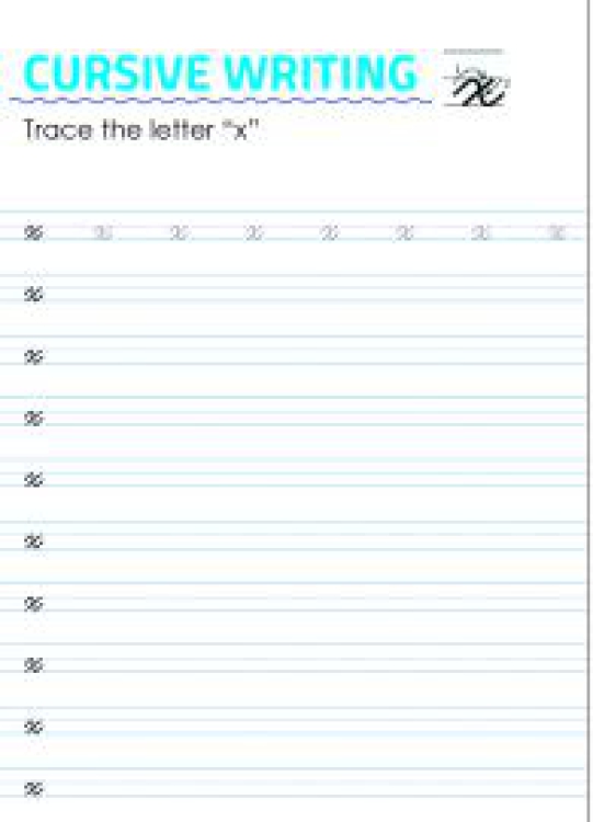 English Worksheet: Letter x - Lowercase Cursive Writing Worksheet
