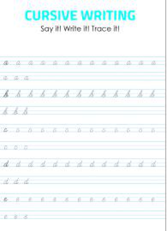 English Worksheet: Lowercase Cursive Alphabet Tracing and Writing - a - e Worksheet
