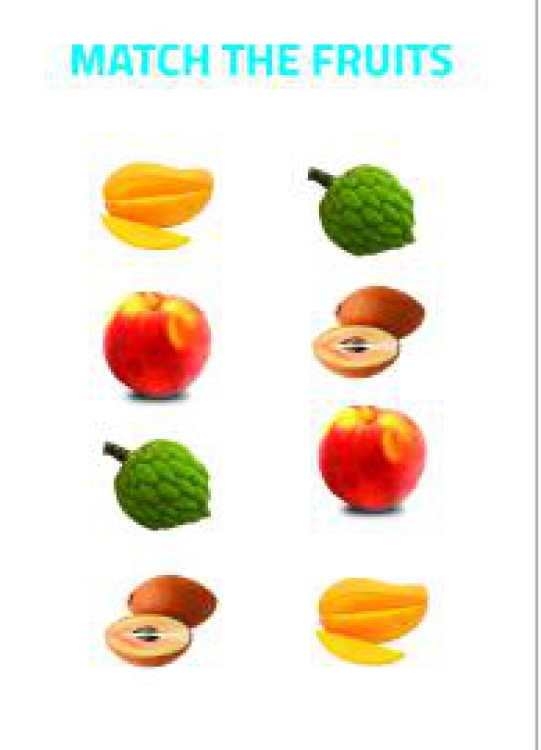 General Awareness Worksheet: Match the Fruits - Fruits Picture Matching Worksheet