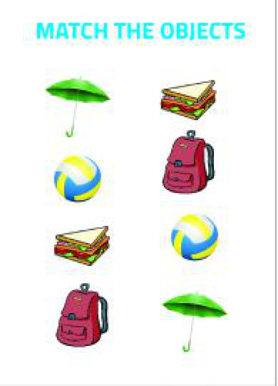 General Awareness Worksheet: Matching Objects 2 - Objects Picture Matching Worksheet