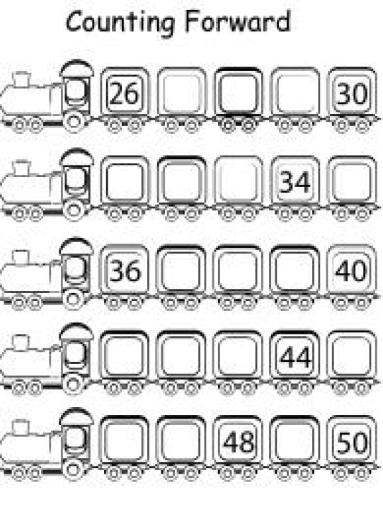 Math Worksheet: Missing Numbers Counting Forward 26 to 50 Worksheet