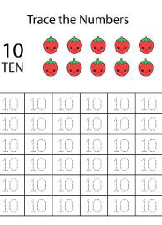 Math Worksheet: Number Tracing 10 - Count and Trace the Numbers Worksheet