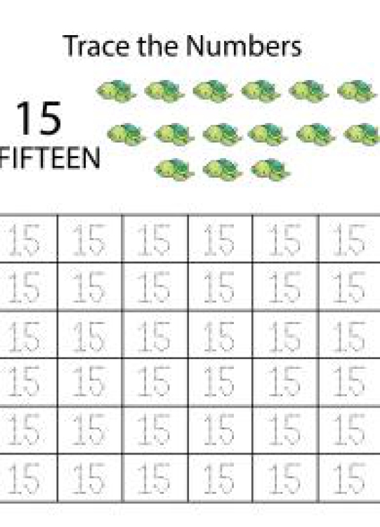 Math Worksheet: Number Tracing 15 - Count and Trace the Numbers Worksheet