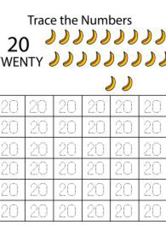 Math Worksheet: Number Tracing 20 - Count and Trace the Numbers Worksheet
