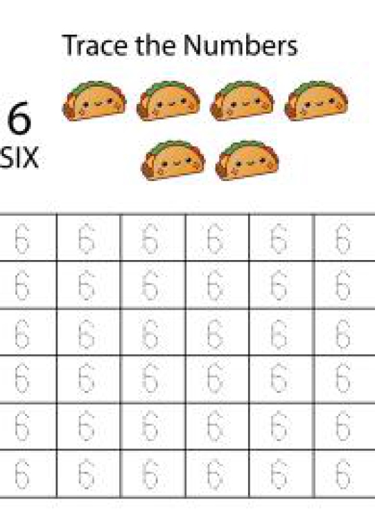 Math Worksheet: Number Tracing 6 - Count and Trace the Numbers Worksheet