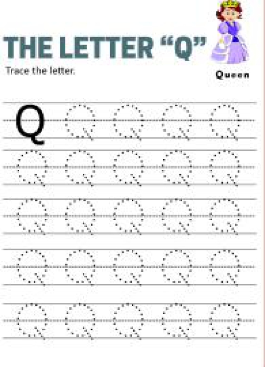 English Worksheet: Practice Capital Letter Q - Uppercase Letter Tracing Worksheet
