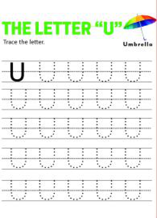 English Worksheet: Practice Capital Letter U - Uppercase Letter Tracing Worksheet
