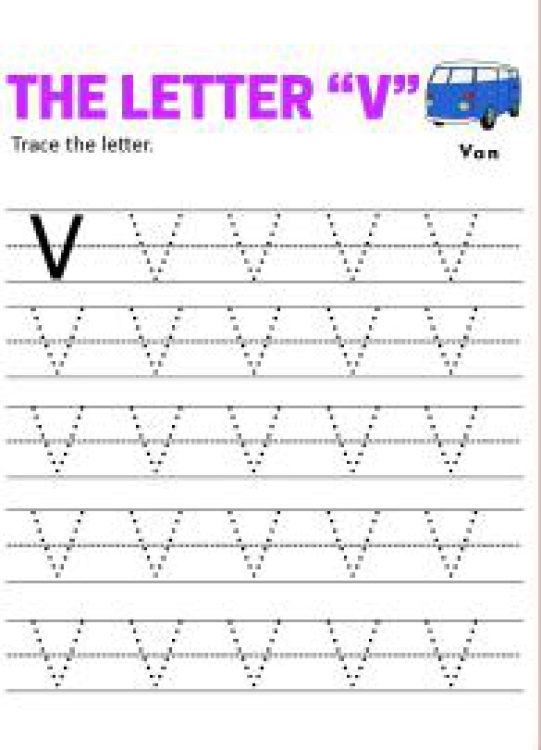 English Worksheet: Practice Capital Letter V - Uppercase Letter Tracing Worksheet
