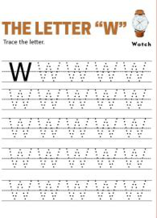 English Worksheet: Practice Capital Letter W - Uppercase Letter Tracing Worksheet