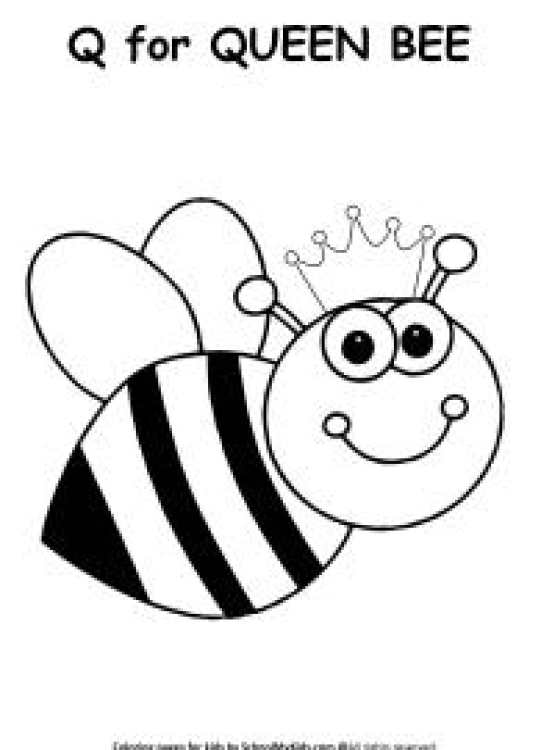 Art And Craft Worksheet: Q for Queen Bee Coloring Page Worksheet