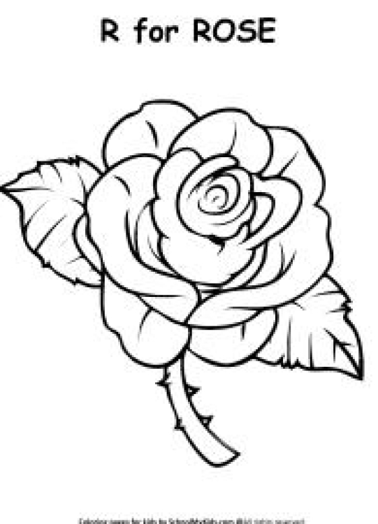 Art And Craft Worksheet: R for Rose Coloring Page Worksheet