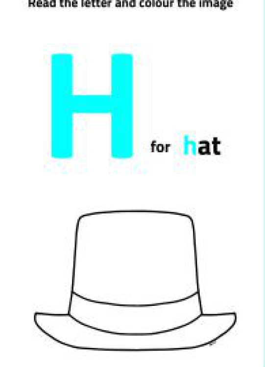 Art And Craft Worksheet: Read Letter H and Color the Hat Worksheet