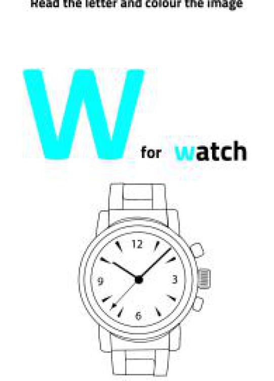Art And Craft Worksheet: Read Letter W and Color the Watch Worksheet