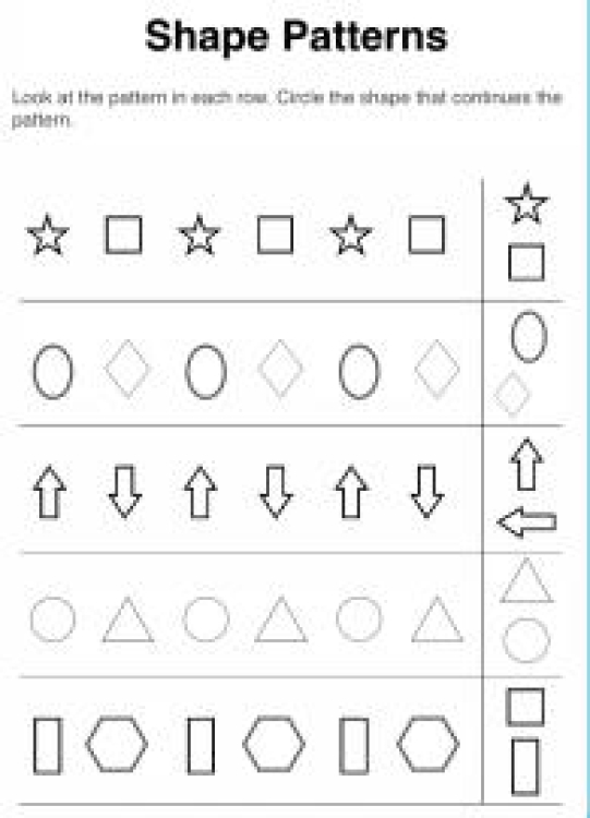 Math Worksheet: Shape Patterns Worksheet