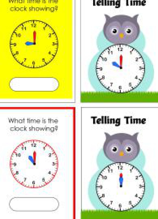 Math Worksheet: Telling Time to the Hour - Owl Cards Theme Time Worksheet