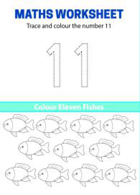Art And Craft Worksheet: Trace, Count and Color Number 11 Worksheet