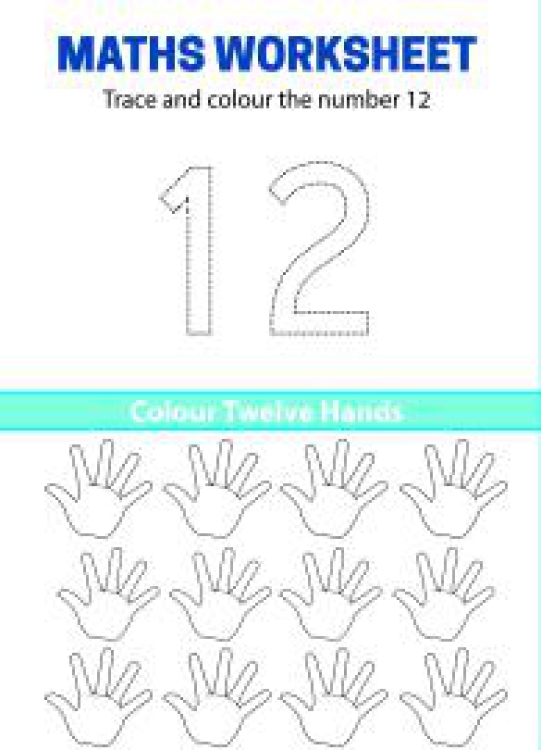 Art And Craft Worksheet: Trace, Count and Color Number 12 Worksheet