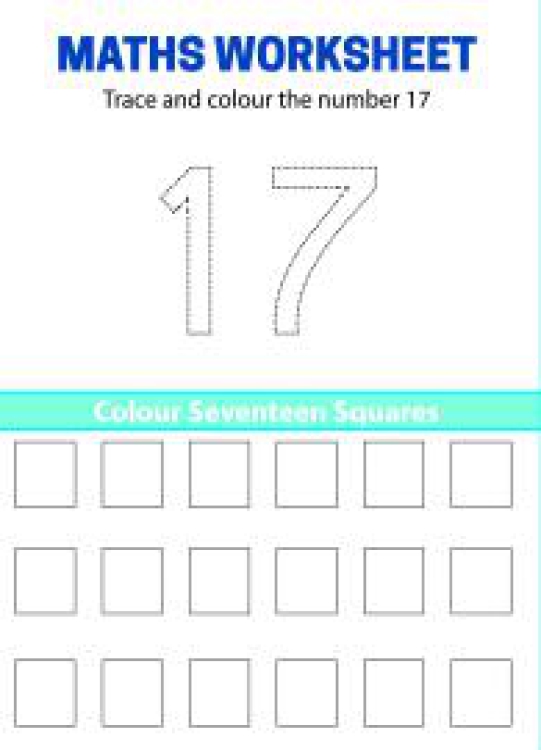 Art And Craft Worksheet: Trace, Count and Color Number 17 Worksheet