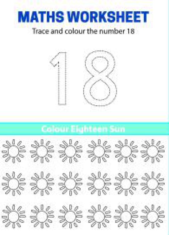 Art And Craft Worksheet: Trace, Count and Color Number 18 Worksheet