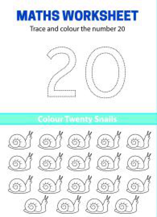 Art And Craft Worksheet: Trace, Count and Color Number 20 Worksheet