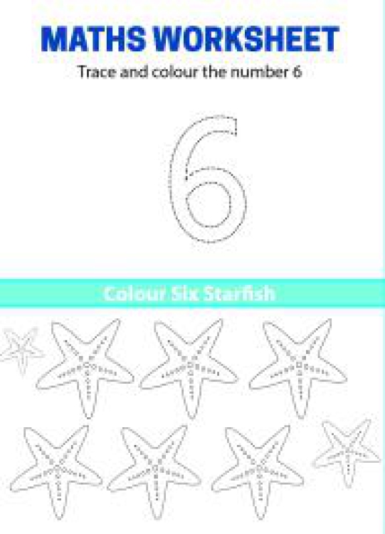 Art And Craft Worksheet: Trace, Count and Color Number 6 Worksheet