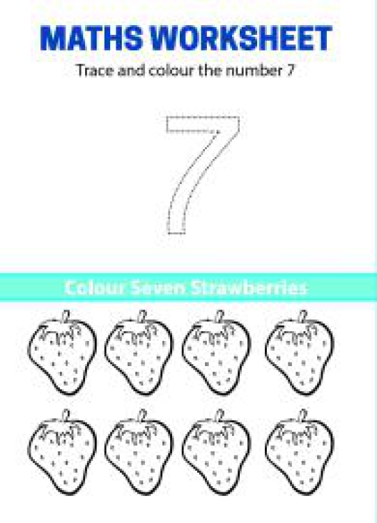 Art And Craft Worksheet: Trace, Count and Color Number 7 Worksheet