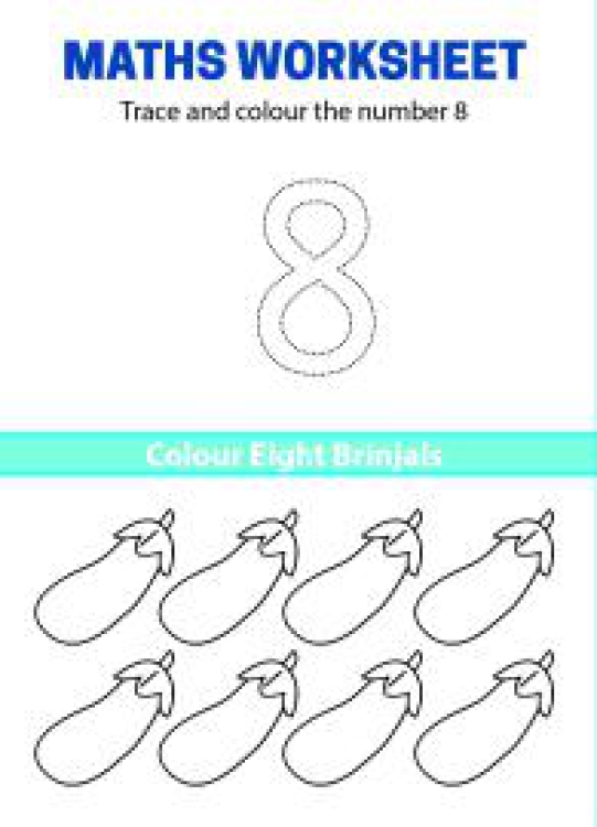 Art And Craft Worksheet: Trace, Count and Color Number 8 Worksheet