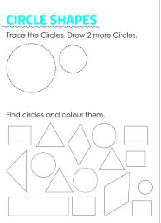 Art And Craft Worksheet: Trace, Draw, Find and Color Circle Shapes Worksheet