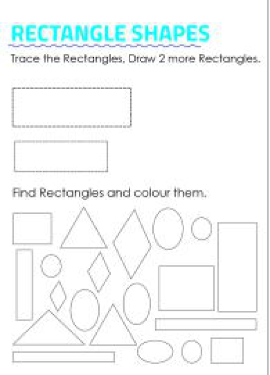 Art And Craft Worksheet: Trace, Draw, Find and Color Rectangle Shapes Worksheet