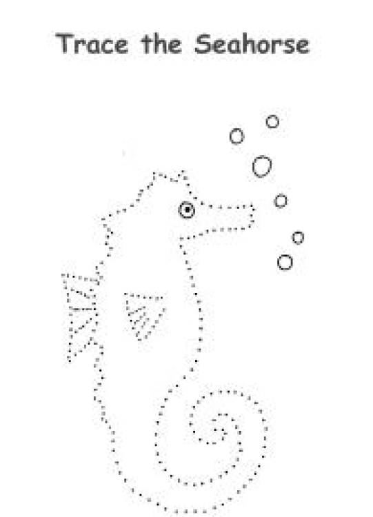 English Worksheet: Trace the Seahorse Worksheet