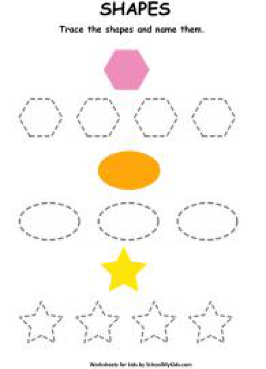 Math Worksheet: Trace the Shapes and Name Them Worksheet